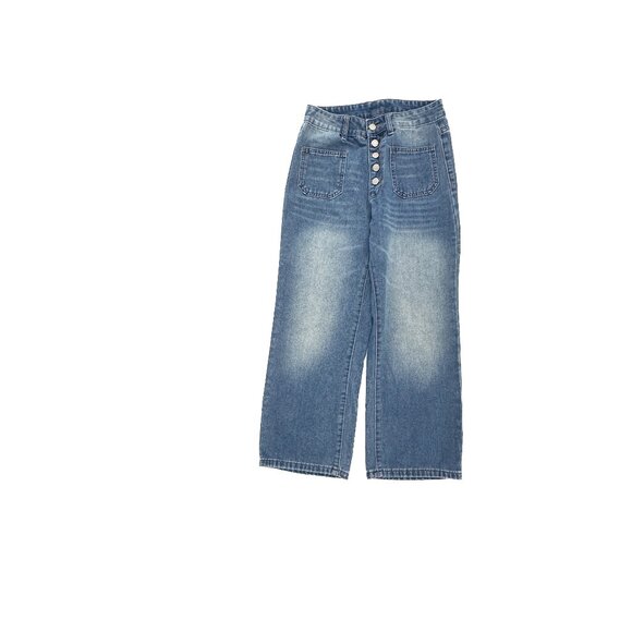 Unbranded Button Fly Crop Women's size S Small Dark Wash Blue Denim Jeans - Picture 1 of 4